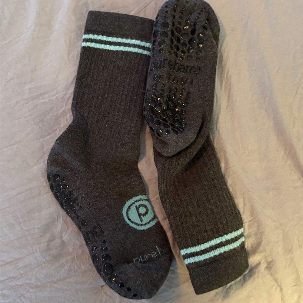Pure Barre Dark Gray Non-Slip Athletic Socks